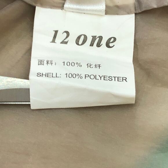 12 One Womens Size M Sheer Parachute Jacket Beige Snap Front Art to Wear Piece - Picture 13 of 16